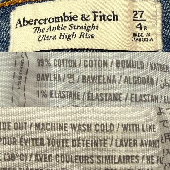 Abercrombie & Fitch Ultra High Rise Ankle Straight Jean size 27 Raw Hem - Picture 14 of 16